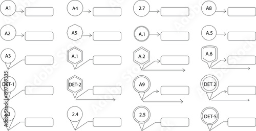 Technical Callout Box Collection for Architectural Blueprint Design and Engineering Plan Annotations