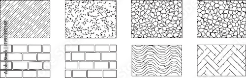 Architectural Hatch Patterns and Texture Set with Brick, Stone, Wave and Geometric Materials for CAD Design