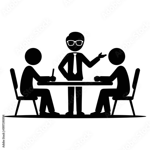 Business meeting with manager instructing employees at a table business discussion collaboration employee