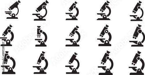 Microscope Icon Set for Science and Laboratory Research