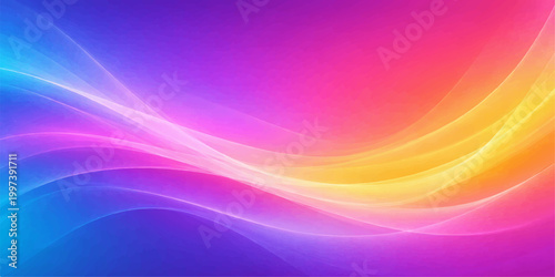 A vibrant abstract background vector features smooth pink and purple fractal waves and colorful light curves in a flowing artistic design pattern