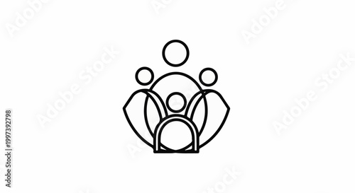 Abstract family emblem with overlapping rounded shapes in black outline
