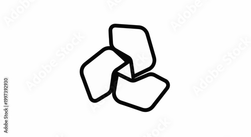 Abstract three-part black-outlined symbol on white