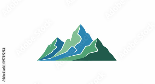 Abstract mountain range with blue and green peaks