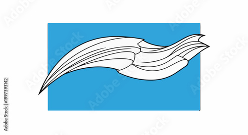 Abstract white wing-like shape on a solid blue background