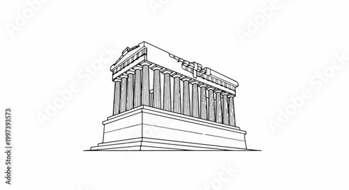 Ancient stone temple with numerous columns and tiered base