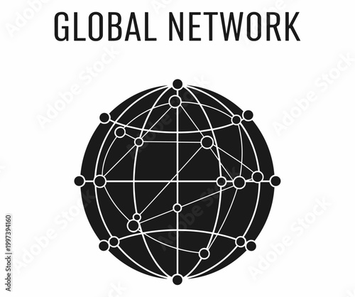 Global network connections and communication.