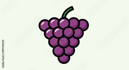 Bunch of Purple Grapes, Fresh Fruit Still Life Illustration