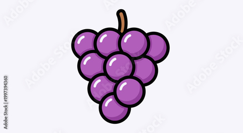 Bunch of Purple Grapes, Fresh Fruit Still Life Illustration