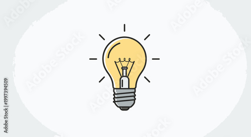 Bright Idea Concept Illustration with Glowing Lightbulb