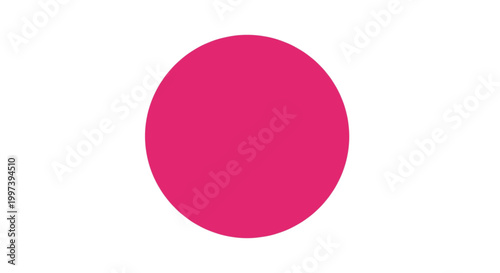 Bright Pink Circle on White Background, Minimalist Geometric Design