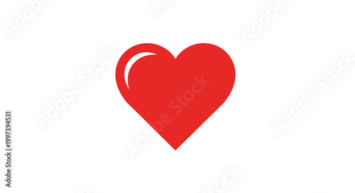 Bright Red Heart Symbol, Simple Graphic Design Element