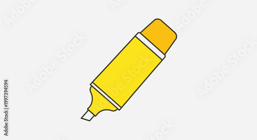 Bright Yellow Highlighter Pen Isolated on White Background