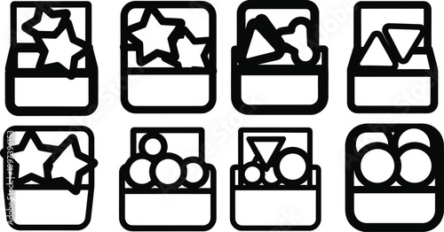 Geometric Shapes in Boxes - Icon Set