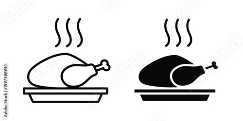 Baked turkey icon - vector illustration eps10