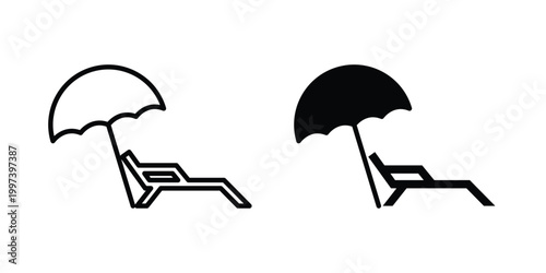 Beach chair with umbrella icon - vector illustration eps10