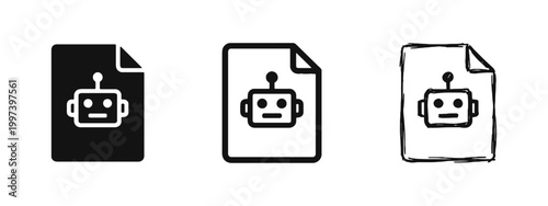 Artificial Intelligence Bot and Digital Document File Icon Set