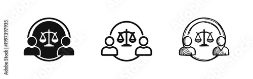 Legal Advice and Scales of Justice Mediation Icon Set