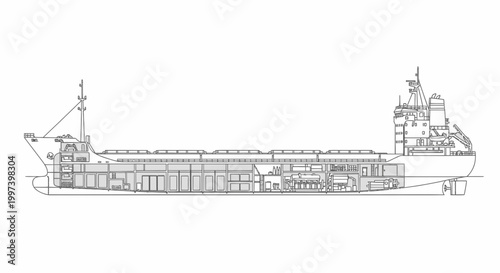 Cargo Ship Cross Section Illustration - Maritime Transport and Logistics