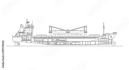 Cargo Ship Cross Section Illustration - Maritime Transport Vessel