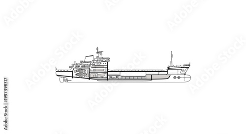 Cargo Ship Cross Section Illustration Detailed Maritime Transport