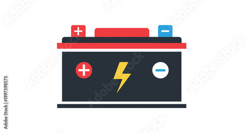Car Battery with Electrical Charge Symbol - Automotive Power Source