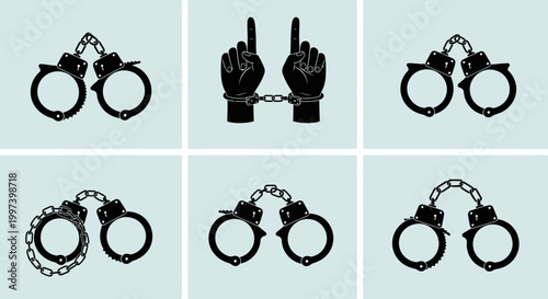 Handcuffs, Arrest, Crime, Justice, Freedom Concept, Silhouette