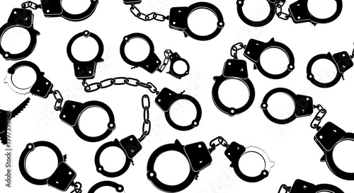 Handcuffs Pattern Silhouette - Crime, Justice, Security, Arrest, Law