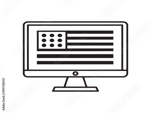 American flag displayed on a computer monitor a symbolic representation of digital patriotism