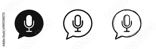 Voice Message and Speech Recognition Audio Recording Icon Set