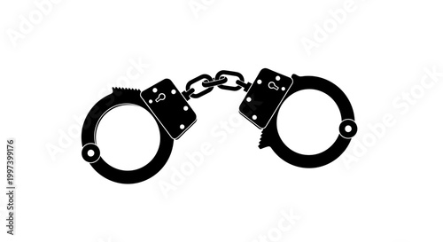 Black Handcuffs Silhouette Isolated on White Background