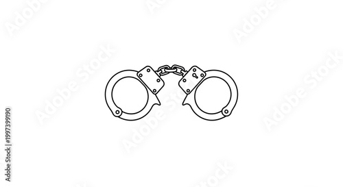 Handcuffs illustration, law enforcement, crime, security, arrest, justice symbol