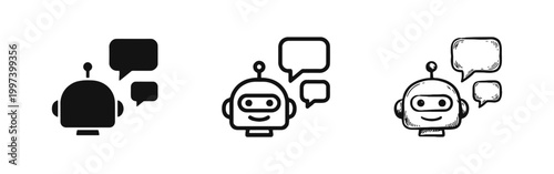 Artificial Intelligence AI Chatbot Assistant Icon Set