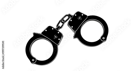 Black Handcuffs Illustration on White Background