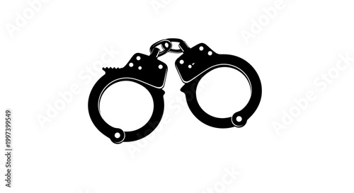 Black Handcuffs Icon on White Background