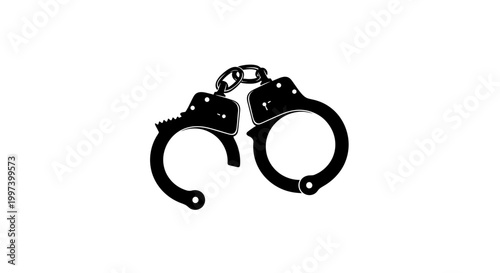 Handcuffs Icon, Symbol of Justice, Crime, Arrest, Security, Law Enforcement