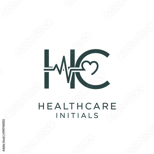 Healthcare initial logo with heart.