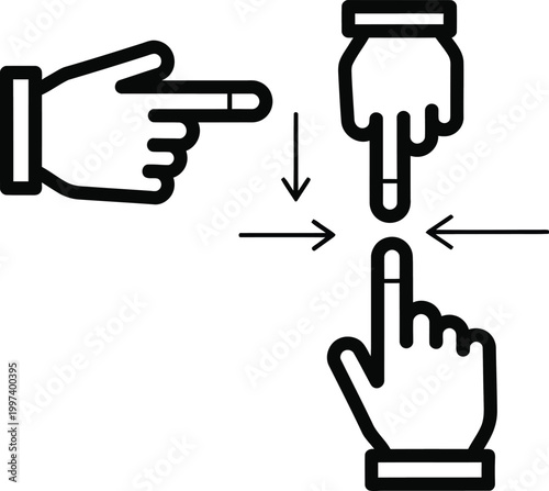 Fingers Pointing and Touching Icon Set - Navigation, Selection, Interaction