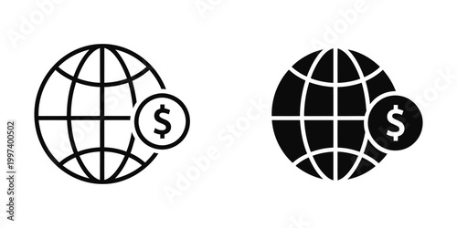 Global economy illustrated with contrasting globe and dollar symbols