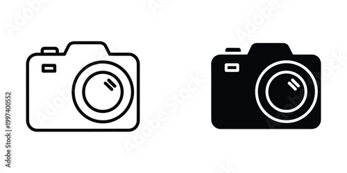 Comparison of a classic and a modern stylized camera icon design
