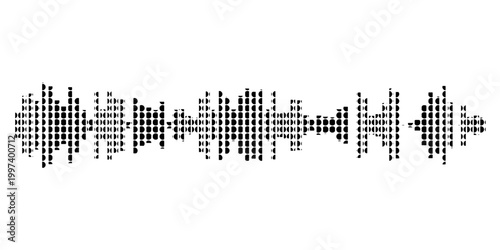sound waves halftone black and white dots texture background