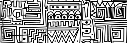 Hand drawn tribal geometric pattern. Design in ethnic style on white background. Seamless pattern.