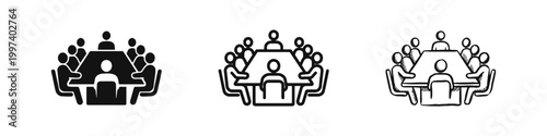 Business Meeting and Teamwork Conference Icons Set