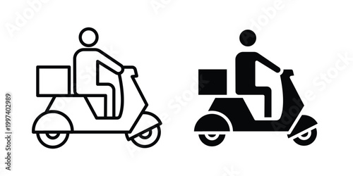 Delivery man riding motorcycle icon - vector illustration eps10