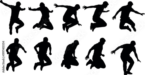 Dynamic silhouette series a collection of jumping figures in various poses