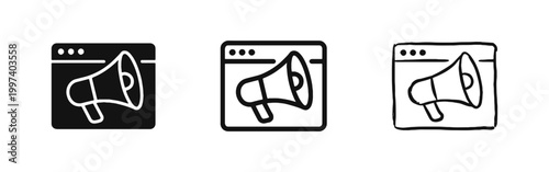 Digital Marketing Megaphone Web Browser Icons Set