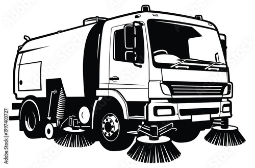 Street sweeper truck cleaning vehicle