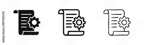 Project Management Document and Gear Icons Set