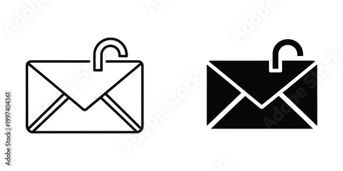 Comparison of locked and unlocked envelope icons with padlock symbols