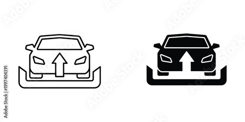 Car ferry symbols indicating vehicle loading and unloading directions
